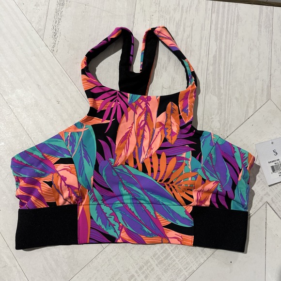 Skye "Anita" Bright Tropical Print‎ Bikini Top Size Xtra Small Black/Multi - Picture 1 of 6